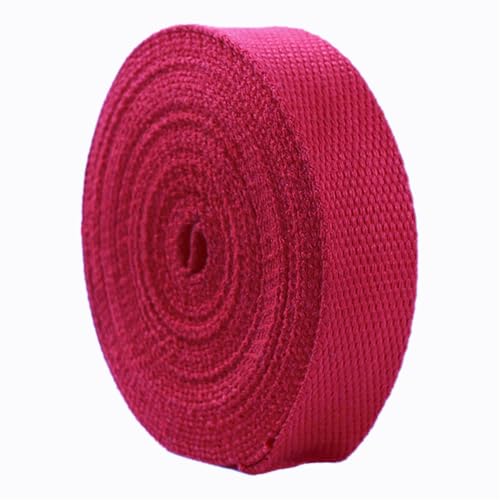 Nylon Gurtband Fischgrätenmuster, Polyester-Baumwollgurtband-Bänder 5 Yard for Taschen-Handwerk-Nähen Multicolor Mehrere Größen(Dark Red,25 mm) von DQZRTUECA
