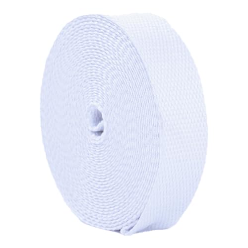 Nylon Gurtband Fischgrätenmuster, Polyester-Baumwollgurtband-Bänder 5 Yard for Taschen-Handwerk-Nähen Multicolor Mehrere Größen(White,25 mm) von DQZRTUECA