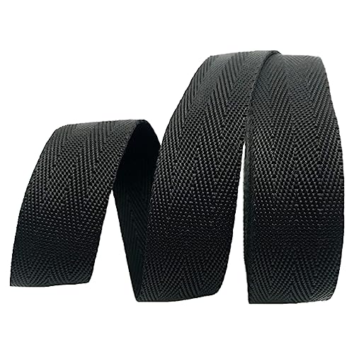Nylon Gurtband Fischgrätenmuster, Polypropylen-Gurtband, 25 mm (1 Zoll) breit, 5/10/20 Yard Länge, strapazierfähig, mehrfarbig, mehrere Größen(Black,5 yard) von DQZRTUECA
