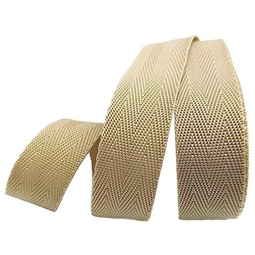 Nylon Gurtband Fischgrätenmuster, Polypropylen-Gurtband, 25 mm (1 Zoll) breit, 5/10/20 Yard Länge, strapazierfähig, mehrfarbig, mehrere Größen(Khaki,10 yard) von DQZRTUECA
