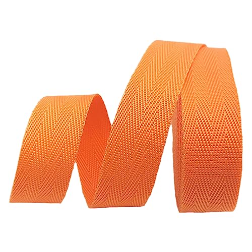 Nylon Gurtband Fischgrätenmuster, Polypropylen-Gurtband, 25 mm (1 Zoll) breit, 5/10/20 Yard Länge, strapazierfähig, mehrfarbig, mehrere Größen(Orange,20 yard) von DQZRTUECA