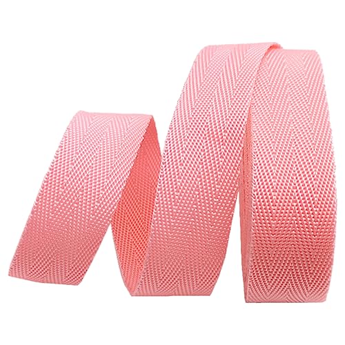 Nylon Gurtband Fischgrätenmuster, Polypropylen-Gurtband, 25 mm (1 Zoll) breit, 5/10/20 Yard Länge, strapazierfähig, mehrfarbig, mehrere Größen(Pink,5 yard) von DQZRTUECA
