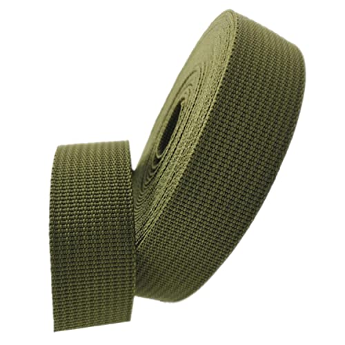 Nylon Gurtband Fischgrätenmuster, Polypropylen-Gurtband, 38 mm Breite, 5–50 Yards, mehrfarbig, for Taschengriffe, Rucksäcke, Gepäckgurte(Army Green,50 yard) von DQZRTUECA