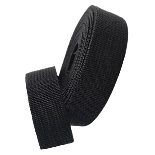 Nylon Gurtband Fischgrätenmuster, Polypropylen-Gurtband, 38 mm Breite, 5–50 Yards, mehrfarbig, for Taschengriffe, Rucksäcke, Gepäckgurte(Black,5 yard) von DQZRTUECA