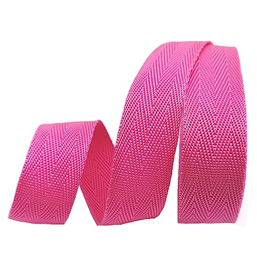 Nylon Gurtband Fischgrätenmuster, Schweres PP-Gurtband, 38 mm breit (1,5 Zoll), mehrfarbig, 5–20 Yards(Rose Red,20 yard) von DQZRTUECA
