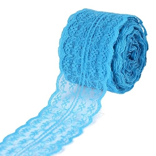 Retro-Schnitzbänder, 2er-Pack 10 Meter 30mm Spitzenband Mehrfarbig(Lake Blue) von DQZRTUECA
