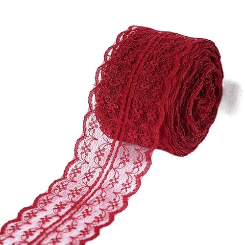Retro-Schnitzbänder, 2er-Pack 10 Meter 30mm Spitzenband Mehrfarbig(Wine Red) von DQZRTUECA