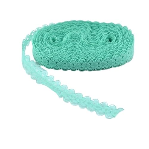 Retro-Schnitzbänder, Besticktes Spitzenband, Polyester-Baumwolle, 14 mm Breite, 10 Yards, mehrfarbig(Green) von DQZRTUECA