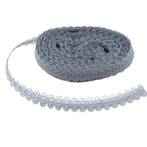 Retro-Schnitzbänder, Besticktes Spitzenband, Polyester-Baumwolle, 14 mm Breite, 10 Yards, mehrfarbig(Silver Grey) von DQZRTUECA