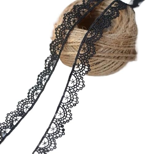 Retro-Schnitzbänder, Besticktes Spitzenband mit Blumenmuster, Randbesatz, Stoff, 4 Meter, 16 mm Breite, mehrfarbig(Black) von DQZRTUECA