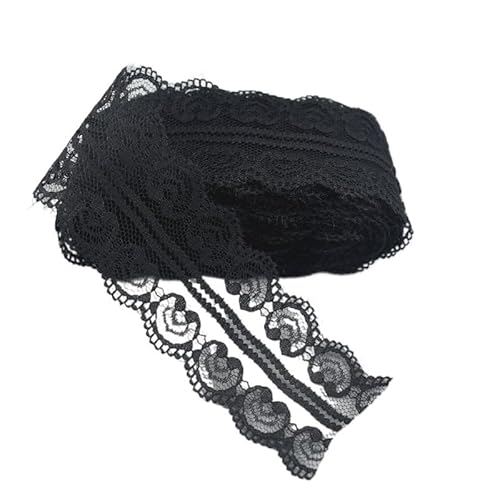 Retro-Schnitzbänder, Doppeltes herzförmiges Spitzenband, 9,1 m, 45 mm, for Selbernähen, Stickbesatz, mehrfarbig(Black) von DQZRTUECA