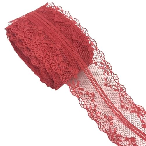 Retro-Schnitzbänder, Spitzenband, 40 mm breit, 9,1 m, Polyester, mehrfarbig(Red) von DQZRTUECA
