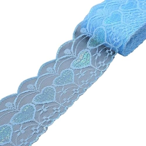Retro-Schnitzbänder, Spitzenband, 75 mm breit, 5/10 Yards, mehrfarbig, for Heimwerker, Basteln, Hochzeitsdekoration(Light Blue) von DQZRTUECA