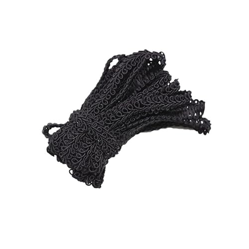 Retro-Schnitzbänder, Spitzenband 8mm Breite 10 Meter Länge Polyester Mehrfarbig(Black) von DQZRTUECA