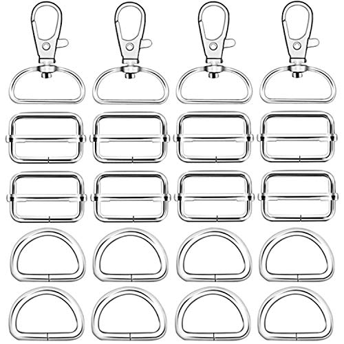 50 Stück Silberne Metall-Drehgelenk-Schlüsselanhänger Haken D-Ringe und Schiebeschnallen für Handtasche, Geldbörse, Hardware, Schlüsselband, Geldbörse, Taschen, Gurte, Hundehalsbänder und Nähprojekte von DQZSY