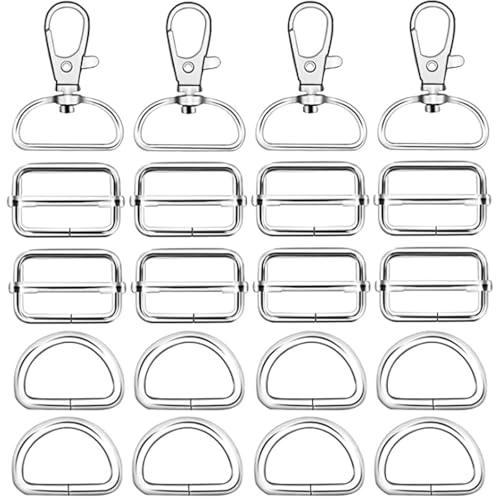 50 Stück Silberne Metall-Drehgelenk-Schlüsselanhänger Haken D-Ringe und Schiebeschnallen für Handtasche, Geldbörse, Hardware, Schlüsselband, Geldbörse, Taschen, Gurte, Hundehalsbänder und Nähprojekte 50 Stück Silberne Metall-Drehgelenk-Schlüsselanhänger Haken D-Ringe und Schiebeschnallen für Handtasche, Geldbörse, Hardware, Schlüsselband, Geldbörse, Taschen, Gurte, Hundehalsbänder und Nähprojekte von DQZSY