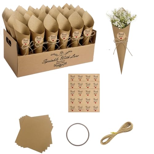 DQZSY Hochzeit Kraftpapier Kegel, Vintage Hochzeit Konfetti Kegel mit Konfetti-Kegelhalter, DIY Kraftpapier für Konfetti Süßigkeiten Schokolade Blütenblätter DQZSY Hochzeit Kraftpapier Kegel, Vintage Hochzeit Konfetti Kegel mit Konfetti-Kegelhalter, DIY Kraftpapier für Konfetti Süßigkeiten Schokolade Blütenblätter von DQZSY