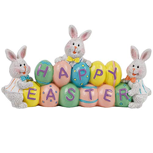 DR.DUDU Osterdekorationen Handgemalte Ostereier Bunny Mittelstück, 21,6 cm Tischplatte Ostern Harz Figur Dekor für Zuhause Wohnzimmer Schlafzimmer Ostern Dekorationen von DR.DUDU