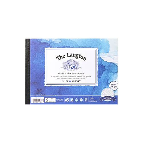 Daler-Rowney The Langton Aquarellpapier, grobkörnig, 300 g/m², A5, einseitig geklebt, säurefrei, 12 naturweiße Blätter, ideal für professionelle Künstler Daler-Rowney The Langton Aquarellpapier, grobkörnig, 300 g/m², A5, einseitig geklebt, säurefrei, 12 naturweiße Blätter, ideal für professionelle Künstler von Daler Rowney