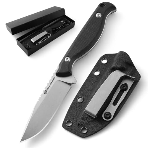 DRACHENADER Gürtelmesser GT3 Outdoor Messer Survival 42a konform D2 Edelstahl, EDC Bushcraft Jagdmesser mit Kydex Holster und Micarta Griff, schwarz von DRACHENADER