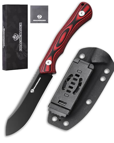 DRACHENADER Gürtelmesser RED-ROCK, Full Tang Outdoor Survival Messer mit 10, 3 cm Klingenlänge, D2 Stahl Kydex Scheide, Klinge Schwarz + G10 Griff Rot DRACHENADER Gürtelmesser RED-ROCK, Full Tang Outdoor Survival Messer mit 10, 3 cm Klingenlänge, D2 Stahl Kydex Scheide, Klinge Schwarz + G10 Griff Rot von DRACHENADER