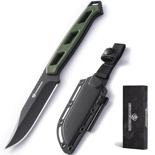 DRACHENADER Jagdmesser Feststehende Klinge, Gürtelmesser 10 cm Klingenlänge, 5Cr13MoV Stahl, Messer Outdoor mit Feuerstahl und ABS Scheide, Schwarze Klinge+ Grün Griff DRACHENADER Jagdmesser Feststehende Klinge, Gürtelmesser 10 cm Klingenlänge, 5Cr13MoV Stahl, Messer Outdoor mit Feuerstahl und ABS Scheide, Schwarze Klinge+ Grün Griff von DRACHENADER