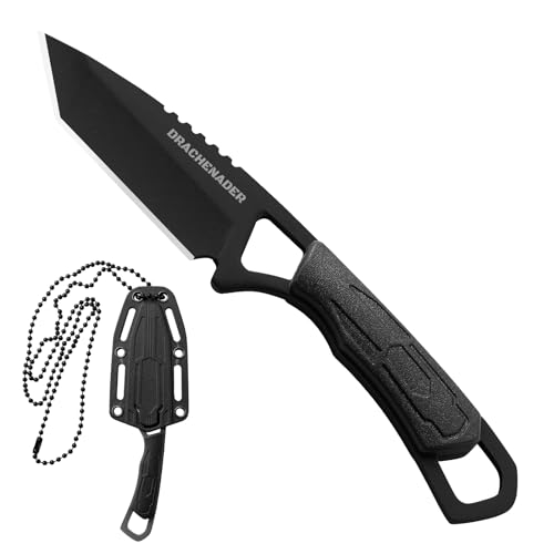 DRACHENADER Neck Knife Messer, tanto knife mini full Tang Outdoor feststehendes Messer klein small Messer mit Kunststoffscheide, voll schwarz DRACHENADER Neck Knife Messer, tanto knife mini full Tang Outdoor feststehendes Messer klein small Messer mit Kunststoffscheide, voll schwarz von DRACHENADER