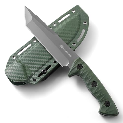DRACHENADER Survival Messer Tanto Feststehendes outdoor Gürtelmesser Fulltang Messer mit ABS- Griff und Scheide von DRACHENADER