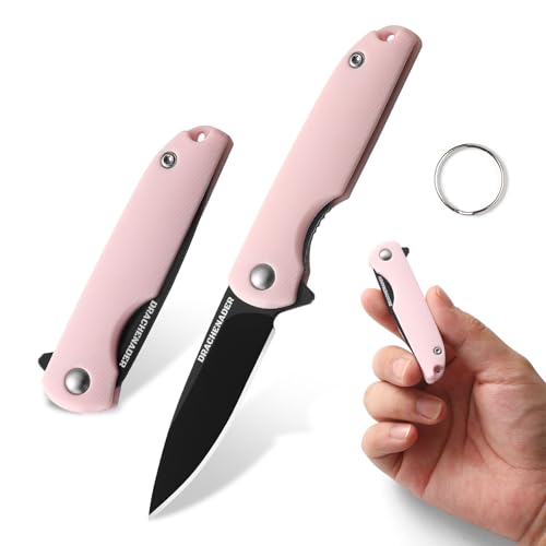 DRACHENADER Taschenmesser Klein, Klappmesser 5, 2 cm Klingenlänge, 5cr13mov Stahl Einhandmesser, Schlüsselanhänger Mini Messer für Frauen Outdoor, Klinge Schwarz- Rosa Griff DRACHENADER Taschenmesser Klein, Klappmesser 5, 2 cm Klingenlänge, 5cr13mov Stahl Einhandmesser, Schlüsselanhänger Mini Messer für Frauen Outdoor, Klinge Schwarz- Rosa Griff von DRACHENADER