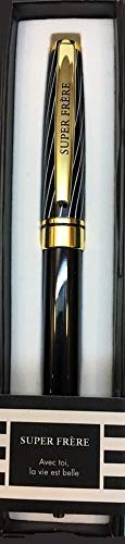 Die carterie 76000706 Kugelschreiber Einziehbar Serie Black & Gold mit Botschaft auf Clip Super Bruder von DRAEGER PARIS 1886