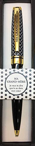 Die carterie 76000707 Kugelschreiber Einziehbar Serie Black & Gold mit Botschaft auf Clip Meine Großmutter von DRAEGER PARIS 1886