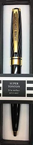 Die carterie 76000710 Kugelschreiber Einziehbar Serie Black & Gold mit Botschaft auf Clip Super Tonton von DRAEGER PARIS 1886