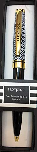 Die carterie 76000712 Kugelschreiber Einziehbar Serie Black & Gold mit Botschaft auf Clip I Love You von DRAEGER PARIS 1886