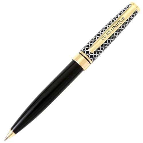 Die carterie 76000715 Kugelschreiber Einziehbar Serie Black & Gold mit Botschaft auf Clip Du bist einzigartig von DRAEGER