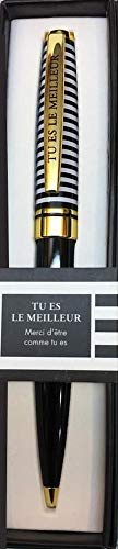 Die carterie 76000719 Kugelschreiber Einziehbar Serie Black & Gold mit Botschaft auf Clip Du bist die Beste von DRAEGER PARIS 1886
