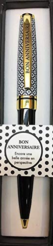 Die carterie 76000726 Kugelschreiber Einziehbar Serie Black & Gold mit Botschaft auf Clip Bon Geburtstag von DRAEGER PARIS 1886