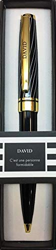 Die carterie 76000772 Kugelschreiber Einziehbar Serie Black & Gold mit Botschaft auf Clip David von DRAEGER PARIS 1886