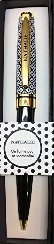 Die carterie 76000836 Kugelschreiber Einziehbar Serie Black & Gold mit Botschaft auf Clip Nathalie von DRAEGER PARIS 1886
