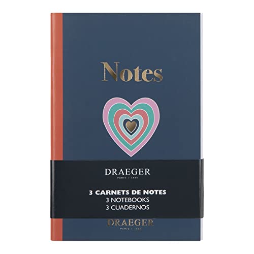 Draeger Paris Notizblock, A6, liniert, Blau, Elfenbein, Pastell, 3 Stück von DRAEGER
