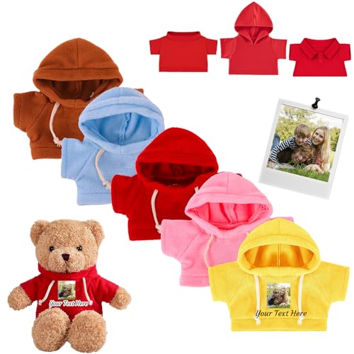 DRAJOIN Individuelle Teddybär-Kleidung mit Namensfoto, Personalisierte Stofftier-Kleidung Passend für 20-40 cm Stoffbär-Kleidung, Individuelle Puppen-Kleidung zum Selbermachen Plüschpuppen-Shirt DRAJOIN Individuelle Teddybär-Kleidung mit Namensfoto, Personalisierte Stofftier-Kleidung Passend für 20-40 cm Stoffbär-Kleidung, Individuelle Puppen-Kleidung zum Selbermachen Plüschpuppen-Shirt von DRAJOIN