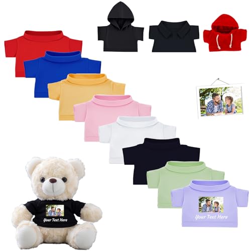 DRAJOIN Personalisierte Teddybär-Kleidung mit Namensfoto, Individuelle Stofftier-Kleidung Passend für 20-40 cm Stoffbär-Kleidung, Personalisierte Puppen-Kleidung zum Selbermachen Plüschpuppen-Shirt DRAJOIN Personalisierte Teddybär-Kleidung mit Namensfoto, Individuelle Stofftier-Kleidung Passend für 20-40 cm Stoffbär-Kleidung, Personalisierte Puppen-Kleidung zum Selbermachen Plüschpuppen-Shirt von DRAJOIN