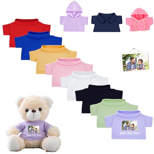 DRAJOIN Personalisierte Teddybär-Kleidung mit Namensfoto, Individuelle Stofftier-Kleidung Passend für 20-40 cm Stoffbär-Kleidung, Personalisierte Puppen-Kleidung zum Selbermachen Plüschpuppen-Shirt DRAJOIN Personalisierte Teddybär-Kleidung mit Namensfoto, Individuelle Stofftier-Kleidung Passend für 20-40 cm Stoffbär-Kleidung, Personalisierte Puppen-Kleidung zum Selbermachen Plüschpuppen-Shirt von DRAJOIN