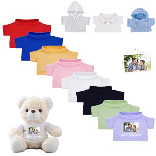 DRAJOIN Personalisierte Teddybär-Kleidung mit Namensfoto, Individuelle Stofftier-Kleidung Passend für 20-40 cm Stoffbär-Kleidung, Personalisierte Puppen-Kleidung zum Selbermachen Plüschpuppen-Shirt DRAJOIN Personalisierte Teddybär-Kleidung mit Namensfoto, Individuelle Stofftier-Kleidung Passend für 20-40 cm Stoffbär-Kleidung, Personalisierte Puppen-Kleidung zum Selbermachen Plüschpuppen-Shirt von DRAJOIN