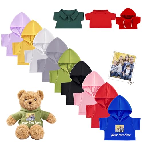 DRAJOIN Personalisierte Teddybär-Kleidung mit Namensfoto, Individuelle Stofftier-Kleidung für 20-40 cm Stoffbär-Kleidung, Personalisierte Puppen-Kleidung für Ihr Eigenes Plüschpuppen-Shirt DRAJOIN Personalisierte Teddybär-Kleidung mit Namensfoto, Individuelle Stofftier-Kleidung für 20-40 cm Stoffbär-Kleidung, Personalisierte Puppen-Kleidung für Ihr Eigenes Plüschpuppen-Shirt von DRAJOIN