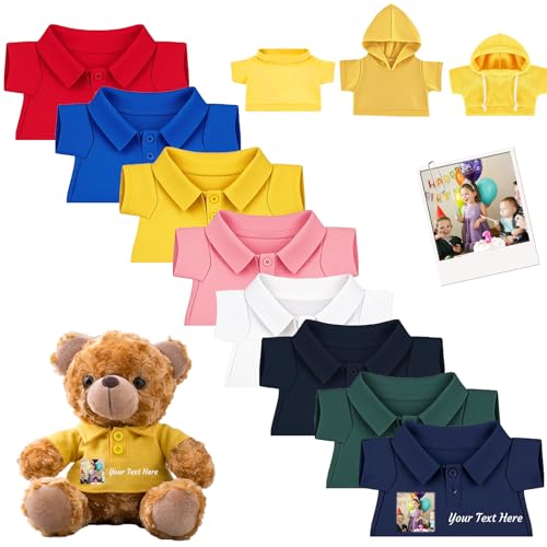 DRAJOIN Personalisierte Teddybär-Kleidung mit Namensfoto, Personalisierte Stofftier-Kleidung Passend für 20-40 cm Teddybär, Personalisierte Puppen-Kleidung zum Selbermachen Plüschpuppen-Shirt von DRAJOIN