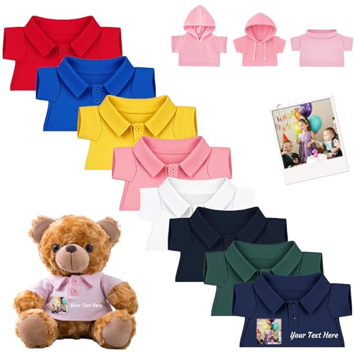 DRAJOIN Personalisierte Teddybär-Kleidung mit Namensfoto, Personalisierte Stofftier-Kleidung Passend für 20-40 cm Teddybär, Personalisierte Puppen-Kleidung zum Selbermachen Plüschpuppen-Shirt DRAJOIN Personalisierte Teddybär-Kleidung mit Namensfoto, Personalisierte Stofftier-Kleidung Passend für 20-40 cm Teddybär, Personalisierte Puppen-Kleidung zum Selbermachen Plüschpuppen-Shirt von DRAJOIN