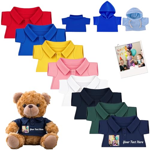 DRAJOIN Personalisierte Teddybär-Kleidung mit Namensfoto, Personalisierte Stofftier-Kleidung Passend für 20-40 cm Teddybär, Personalisierte Puppen-Kleidung zum Selbermachen Plüschpuppen-Shirt DRAJOIN Personalisierte Teddybär-Kleidung mit Namensfoto, Personalisierte Stofftier-Kleidung Passend für 20-40 cm Teddybär, Personalisierte Puppen-Kleidung zum Selbermachen Plüschpuppen-Shirt von DRAJOIN