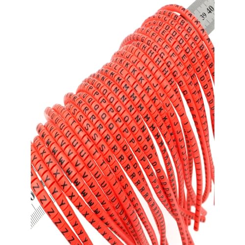 1000 Stück rote PVC-Kabelmarkierungen AZ und 0–9 – passend for Drähte von 0,3–10 mm² zur einfachen Identifizierung(0.75mm2(2.0mm) Letter 1300pcs) von DRDQFF