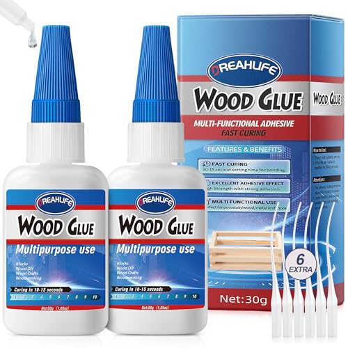 Sekundenkleber für Holz 30gx2, Holzleim Extra Stark, Holzleim Wasserfest Für Möbel, Innen & Außenbereiche, Basteln, Sockelleisten, Schränk, Handwerksreparaturen, Holzbearbeitung, Garten, Heimwerken Sekundenkleber für Holz 30gx2, Holzleim Extra Stark, Holzleim Wasserfest Für Möbel, Innen & Außenbereiche, Basteln, Sockelleisten, Schränk, Handwerksreparaturen, Holzbearbeitung, Garten, Heimwerken von DREAHLIFE