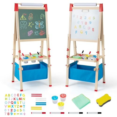 DREAMADE 3-in-1 Staffelei für Kinder, doppelseitige Kinder Staffelei aus Holz mit magnetischer Tafel & Whiteboard, Papierrolle & Malzubehör, Kleinkind höhenverstellbare Zeichentafel mit Aufbewahrungs DREAMADE 3-in-1 Staffelei für Kinder, doppelseitige Kinder Staffelei aus Holz mit magnetischer Tafel & Whiteboard, Papierrolle & Malzubehör, Kleinkind höhenverstellbare Zeichentafel mit Aufbewahrungs von DREAMADE